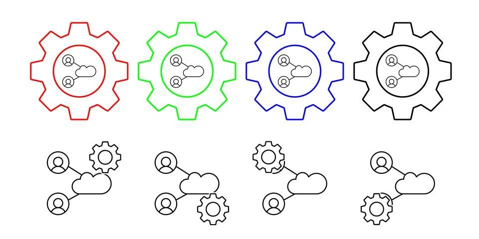 Cloud computing, users, seo vector icon in gear set illustration for ui and ux Stockillustratie