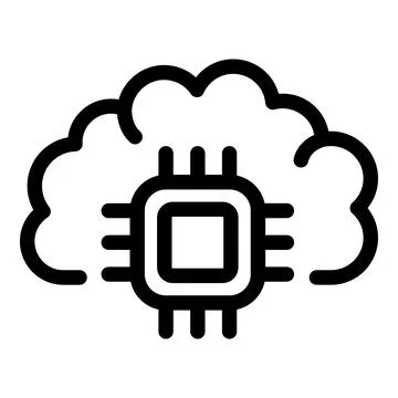 Cloud computing using artificial intelligence, machine learning with brain icon Illustrazione stock