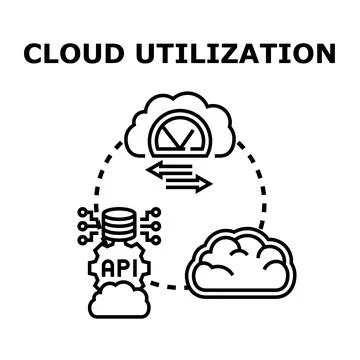 Cloud computing utilization processing with api integration Stock Illustration