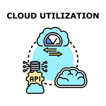 Cloud computing utilization processing with api integration Stock Illustration