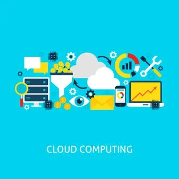 Cloud Computing Vector Flat Concept Stock Illustration