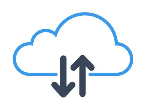 Cloud computing vector glyph color icon.cloud computing with arrows Stock Illustration