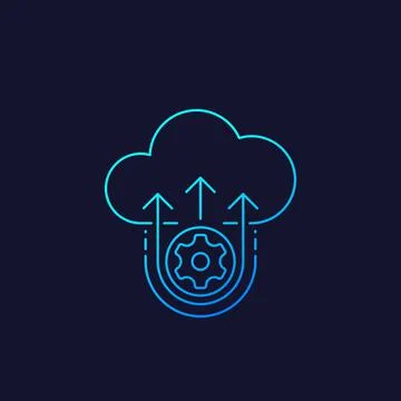 Cloud computing vector icon, linear Illustrazione stock
