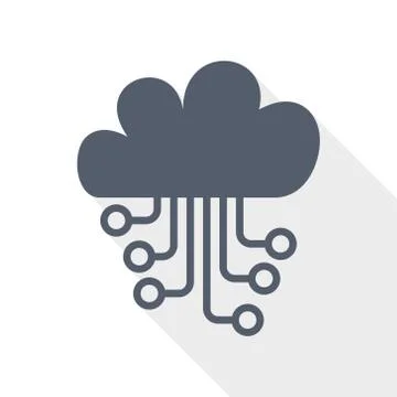 Cloud computing vector icon, technology, circuit, data concep tflat design il Stock Illustration