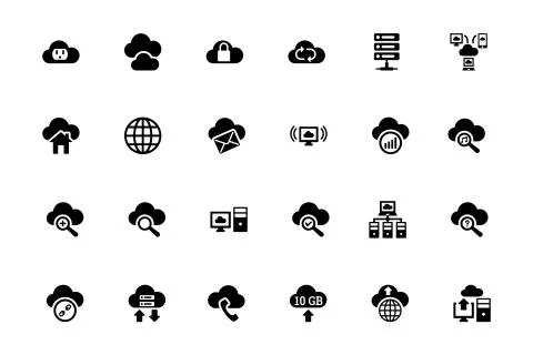 Cloud Computing Vector Icons Set 스톡 일러스트
