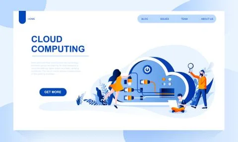 Cloud computing vector landing page template Stock Illustration