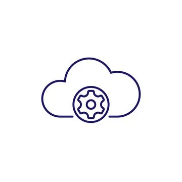 Cloud computing vector outline icon 스톡 일러스트