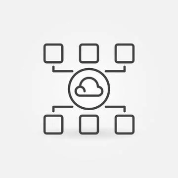 Cloud Computing vector thin line concept minimal icon Illustrazione stock