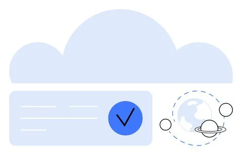Cloud Computing with Verified Data and Global Connectivity Represented by C.. 스톡 일러스트
