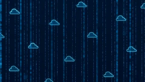 Cloud computing, vertical data transfer, blockchain, bit and byte, big data. Video stock 301445776