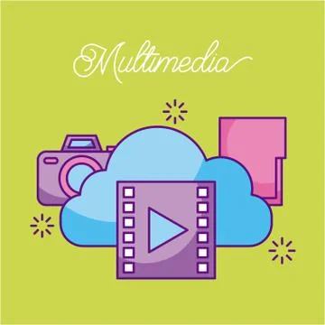 Cloud computing video movie file photo information media Stock Illustration