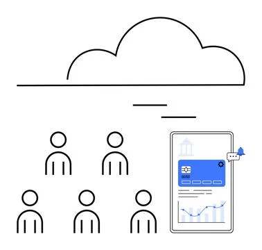 Cloud Computing with Visual Analytics Dashboard and Team Members Collaborat.. Stockillustratie