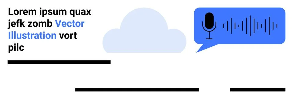 Cloud Computing with Voice Recognition Technology and Dummy Text Stock Illustration