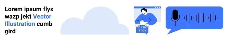 Cloud computing, voice technology, feedback systems, online communication, us Stock Illustration