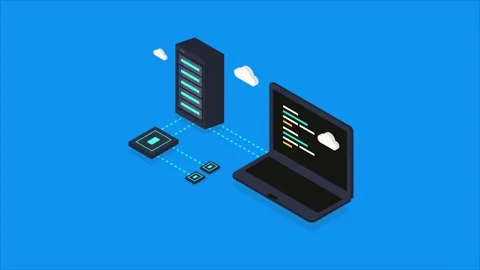Cloud computing, web hosting network connection animation. Stock Footage 159465803