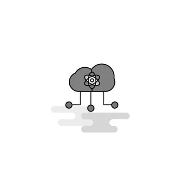 Cloud computing  Web Icon. Flat Line Filled Gray Icon Vector Stock Illustration