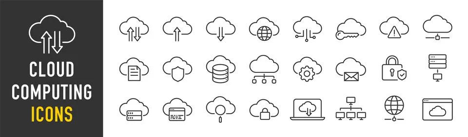 Cloud computing web icons in line style. Cloud technology, data center, con.. イラスト素材