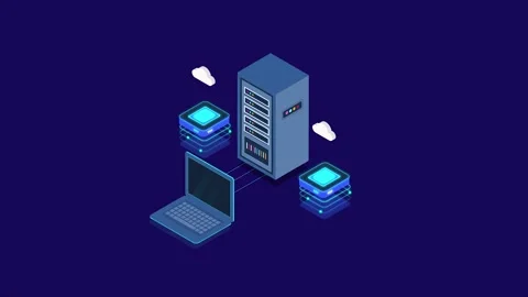 Cloud computing, web server hosting technology, isometric animation. Stock Footage 159117142