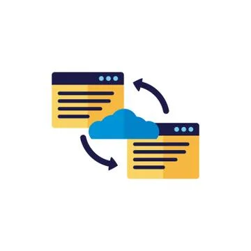 Cloud computing with webpage templates flat style Stock Illustration