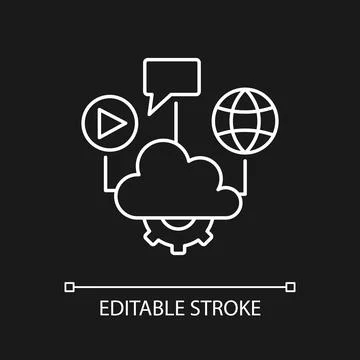 Cloud computing white linear icon for dark theme 스톡 일러스트