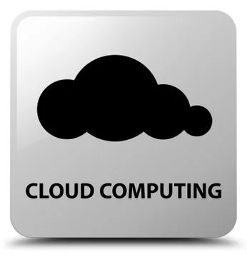 Cloud computing white square button Illustrazione stock
