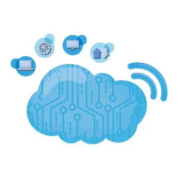 Cloud computing with wifi and data icons Illustrazione stock