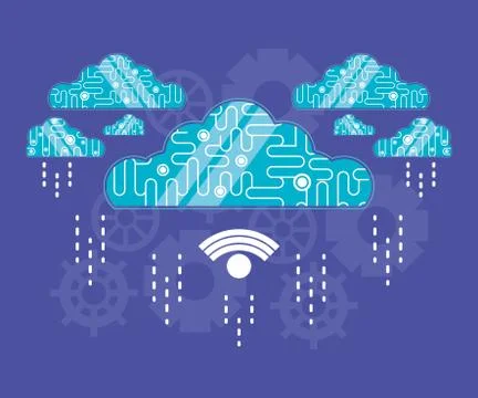 Cloud computing with wifi connection Stock Illustration