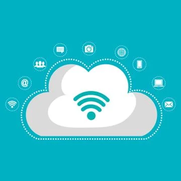 Cloud computing with wifi internet connection Stock Illustration