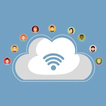 Cloud computing with wifi internet connection Stock Illustration