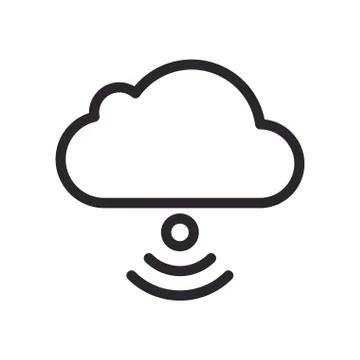 Cloud computing with wifi signal line style icon イラスト素材