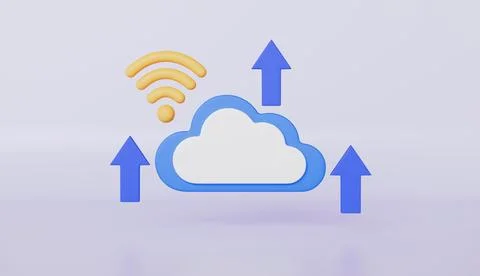 Cloud computing with wireless connection and data uploading concept イラスト素材