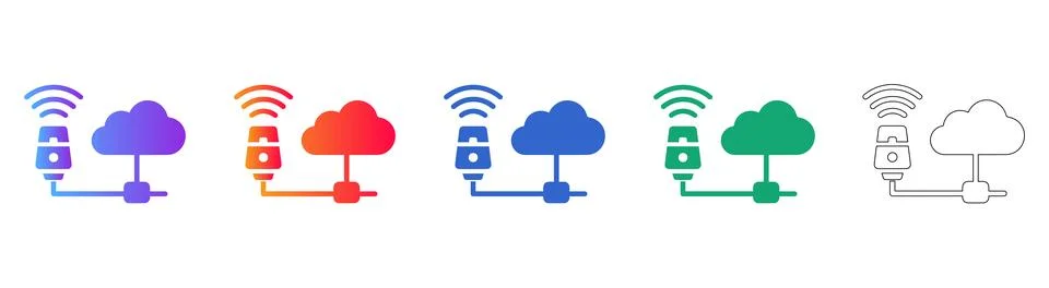 Cloud Computing Wireless Connection Icons Stockillustratie