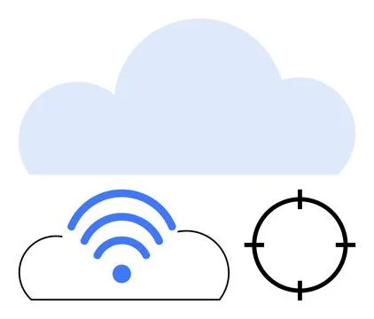 Cloud Computing with wireless Connectivity and Target Precision Indicators Ilustração Stock