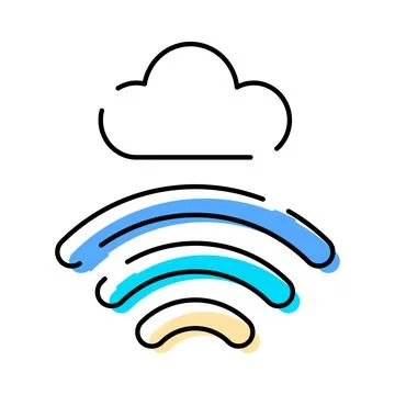 Cloud computing with wireless internet network connection Stockillustratie