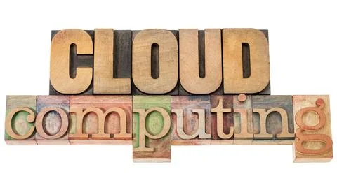  cloud computing in wood type cloud computing - technology concept - isola... Stock Photos