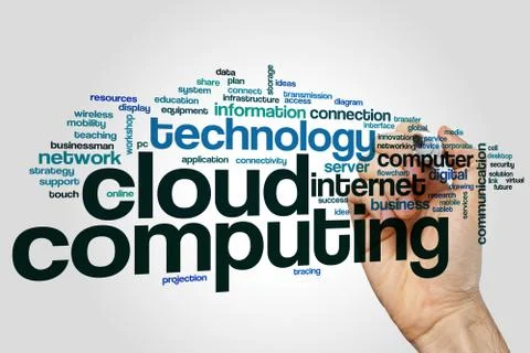 Cloud computing word cloud concept on grey background Stock Photos