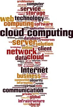 Cloud computing word cloud 스톡 일러스트