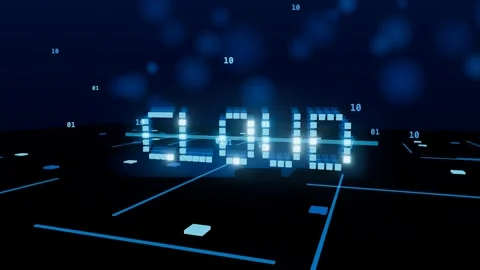 Cloud computing word hologram glowing above a circuit board 3D animation Stock Footage 339880428