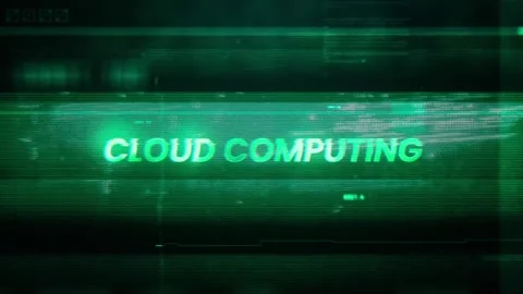 Cloud Computing Word on Noise Glitch Error technology futuristic data Stock Footage 341304527