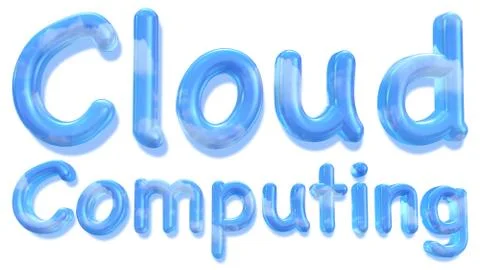 Cloud computing word with sky texture Stock Illustration