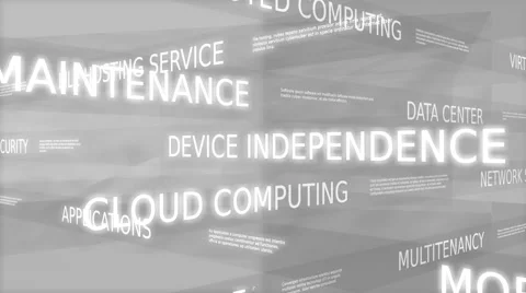 Cloud computing word tag cloud - grey variant, loop able Stock Footage 64910256