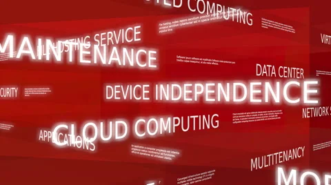 Cloud computing word tag cloud - red variant, loop able Video stock 64910646