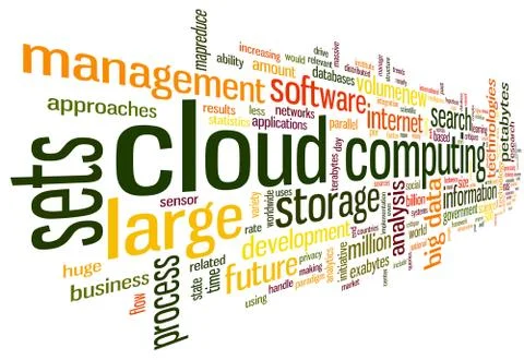Cloud computing in word tag cloud Stock Illustration