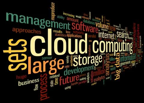 Cloud computing in word tag cloud Stock Illustration