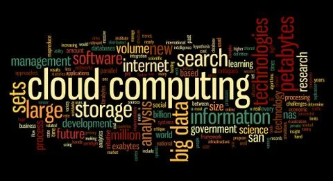 Cloud computing in word tag cloud Stock Illustration