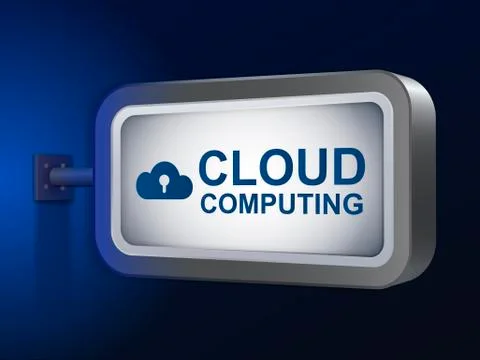 Cloud computing words on billboard Stock Illustration
