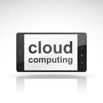 Cloud computing words on mobile phone Stock Illustration