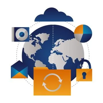 Cloud computing world folder refresh Illustrazione stock