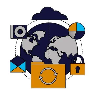 Cloud computing world folder refresh Stock Illustration