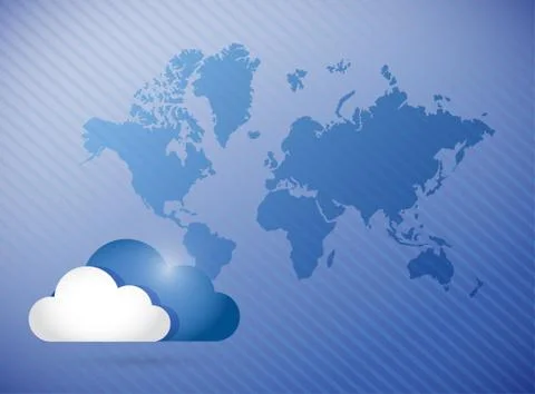 Cloud computing world map concept illustration 스톡 일러스트